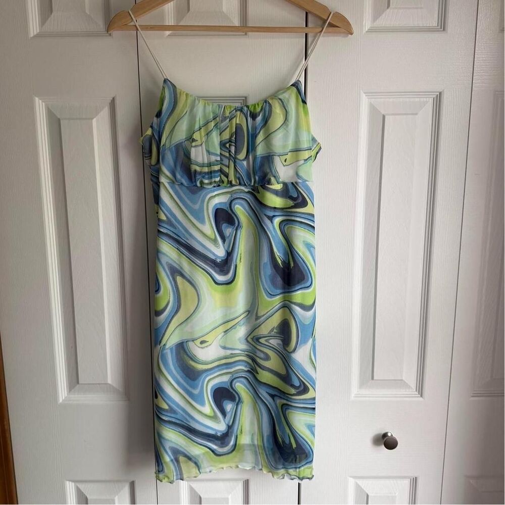 Blue & green swirl stretchy dress size XL by Rue 21